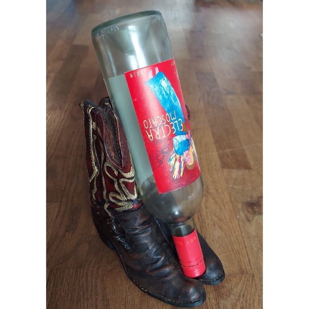 Cowboy Boot Wine Bottle Holder #929 Rare Find